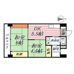 JR東海道本線 穂積駅 徒歩28分の賃貸マンション 9階2DKの間取り