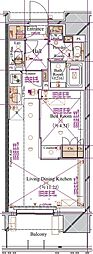ブランシエスタ浅草蔵前 1LDKの間取図画像