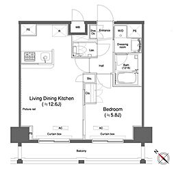 カスタリア大森II 10階1LDKの間取り