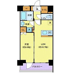 プレサンスブルーム浅草North 5階1LDKの間取り