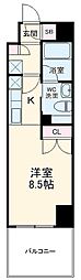プレール・ドゥーク横浜SOUTHMaisonLoire 1Kの間取図画像
