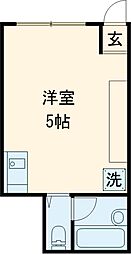 エスキーナ目黒 1階ワンルームの間取り