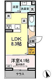 JR南武線 平間駅 徒歩8分の賃貸マンション 1階1LDKの間取り