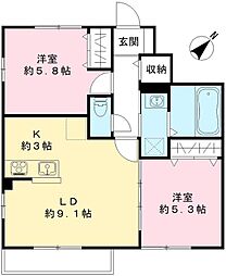 アリビオ　C 1階2LDKの間取り