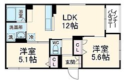 アルテールII 3階2LDKの間取り