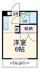 メゾンドコムサアタゴI 2階ワンルームの間取り