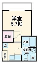 ココライフ新杉田 1階1Kの間取り