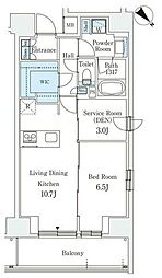 リテラス西日暮里 12階1SLKの間取り
