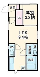ＡＸ新町（アークス新町） 1階1LDKの間取り
