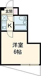プレステージ三鷹 4階1Kの間取り