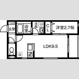 La Blanche 3階1LDKの間取り