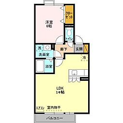 オベルジーヌ　Ｂ 2階1LDKの間取り