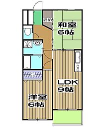 メルベーユ桂 1階2LDKの間取り