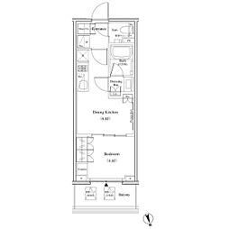 ザ・パークハビオ北千住 14階1DKの間取り