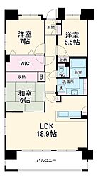 ザ・ミレナリータワーズ 5階3LDKの間取り