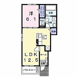 グレイスパークI 1階1LDKの間取り