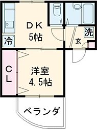 メゾンドポエジー 2階1DKの間取り