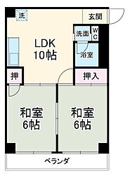 栄ビル 5階2LDKの間取り