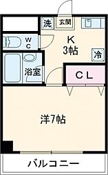パレスヒルズ 4階1Kの間取り