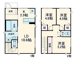 さいたま市見沼区大和田町2丁目戸建 2階3LDKの間取り