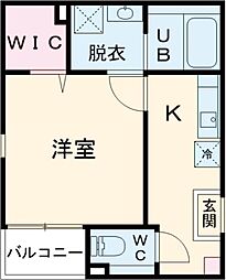 レジデンス藤 1階ワンルームの間取り