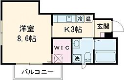 油面パークヴィレッジ 1階1Kの間取り