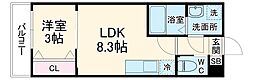 ジーメゾン桜田島 3階1LDKの間取り