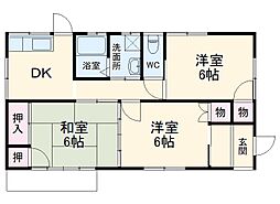 木村貸家　中棟 1階3DKの間取り
