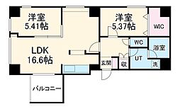 C・P・Pure隼人町 2階2LDKの間取り