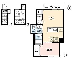 Wood　Crest　Amanuma　Residence 3階1LDKの間取り