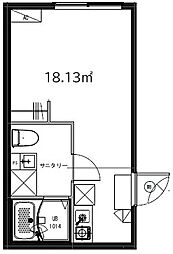 モノリス　オウギ　オオハシ 1階ワンルームの間取り