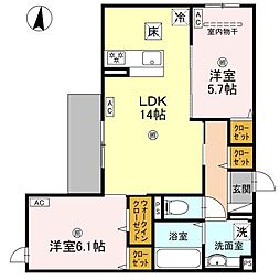 D-ROOM・MB 3階2LDKの間取り