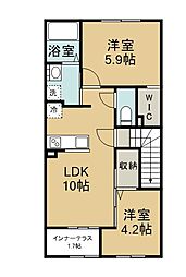 ＨＩＬＬＳ　2210 2階2LDKの間取り
