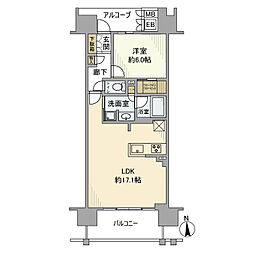 シエリア大阪天神橋 3階1LDKの間取り