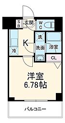 ディームス浦安 3階ワンルームの間取り