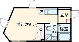 千歳烏山ヴィレッジＣ 3階ワンルームの間取り