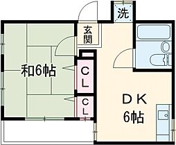 Ｋ・Ｔハウス 2階1DKの間取り