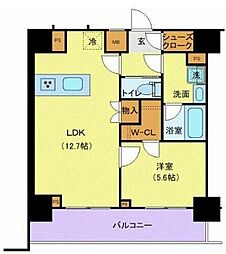 ジェノヴィア新宿中落合スカイガーデン 1階1LDKの間取り