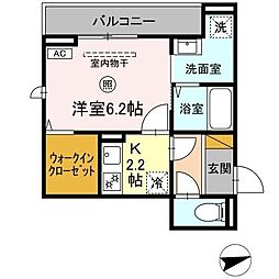 （仮称）Ｄ−ＲＯＯＭ文京2丁目 205 2階1Kの間取り