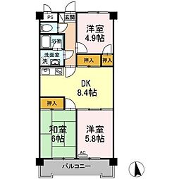 ＴＲＵＳＴＹ21 2階3DKの間取り