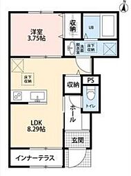 リーブルファイン志木上宗岡 1階1LDKの間取り