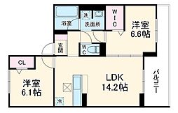 埼玉高速鉄道 浦和美園駅 徒歩10分の賃貸アパート 1階2LDKの間取り