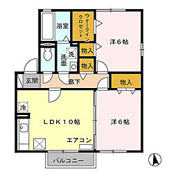 グランドソレイユ　Ａ 1階2LDKの間取り