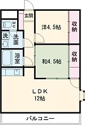 ＹＫマンション 2階2LDKの間取り