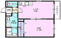 アルプス 1階1LDKの間取り