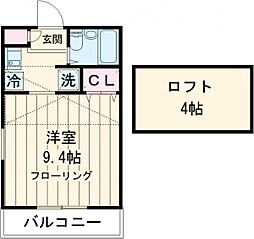 ヴェネディクト代田 2階ワンルームの間取り