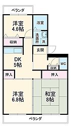 名鉄犬山線 柏森駅 徒歩5分の賃貸マンション 1階3DKの間取り