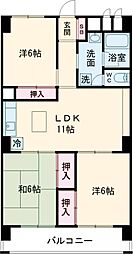 京王柴崎コーポラス 8階3LDKの間取り