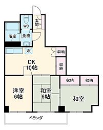 ＮＴビル白壁 90A 9階3LDKの間取り