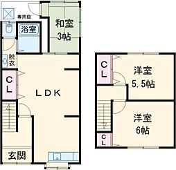 大原野北春日町貸家 1階3LDKの間取り